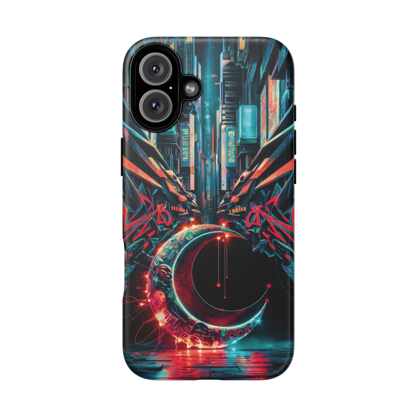 iPhone 16 Graffiti Cybercity Moon Phone Case