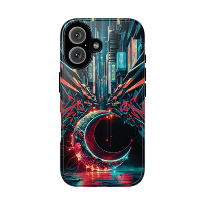 iPhone 16 Graffiti Cybercity Moon Phone Case