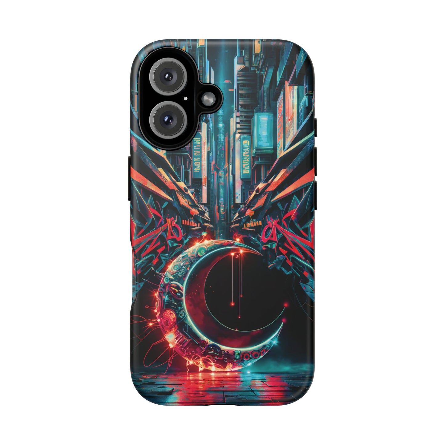 iPhone 16 Graffiti Cybercity Moon Phone Case