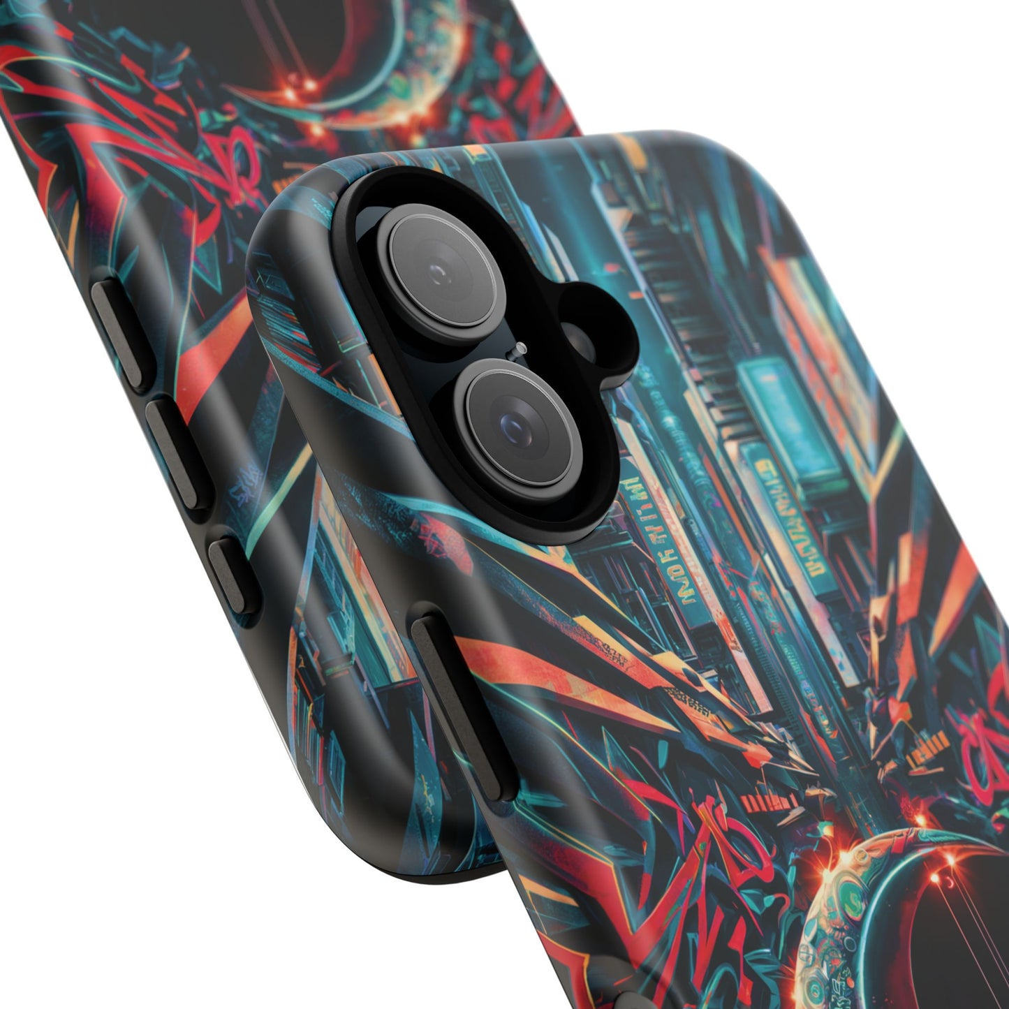 iPhone 16 Graffiti Cybercity Moon Phone Case