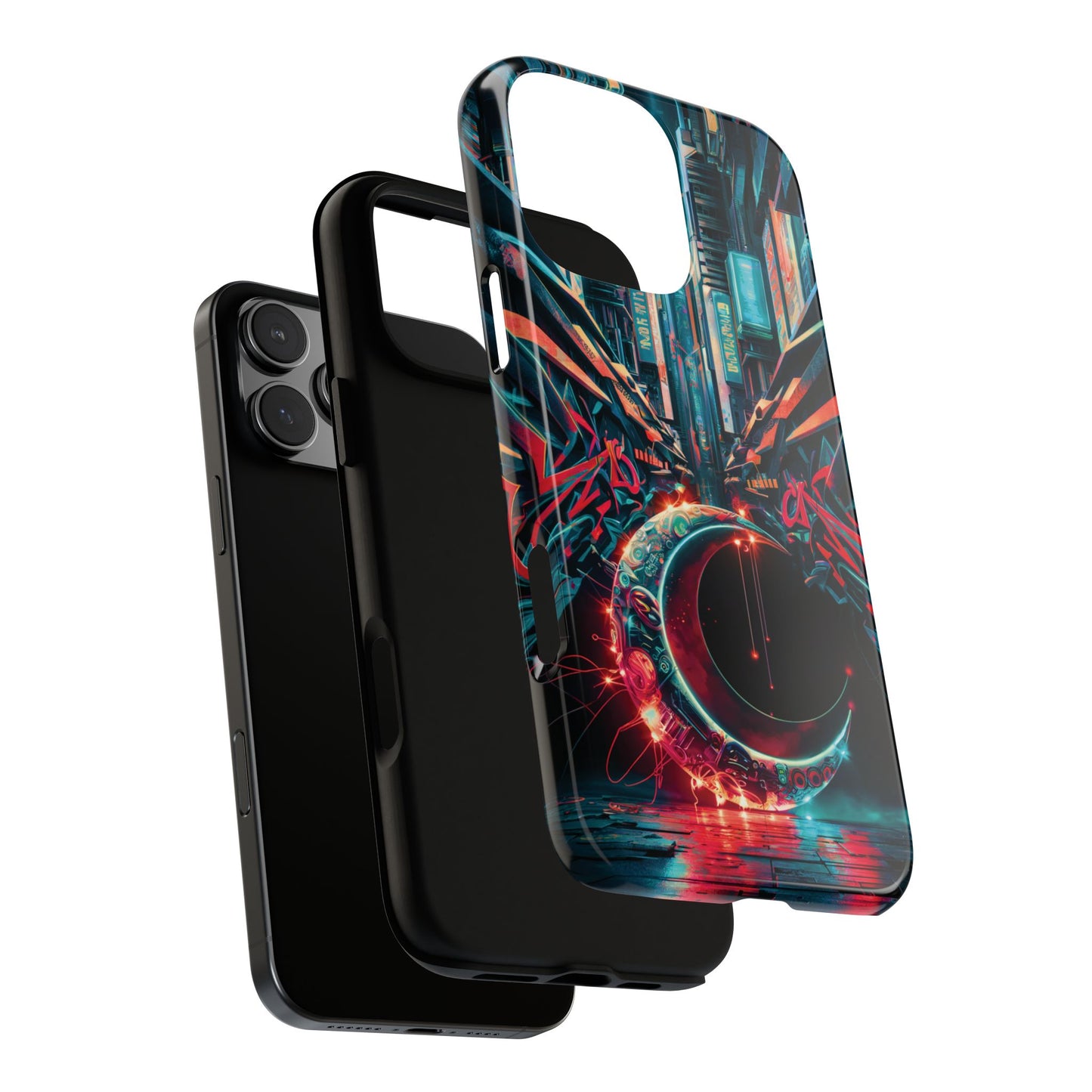 iPhone 16 Graffiti Cybercity Moon Phone Case