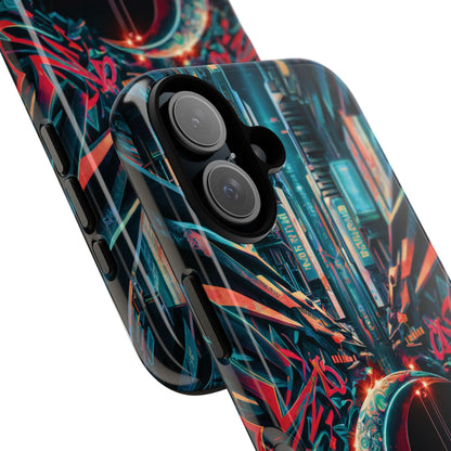 iPhone 16 Graffiti Cybercity Moon Phone Case