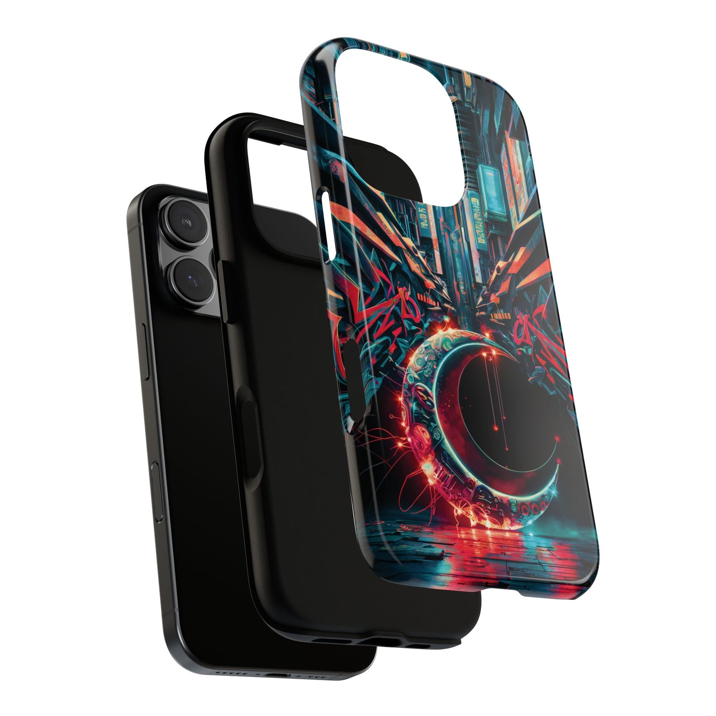 iPhone 16 Graffiti Cybercity Moon Phone Case