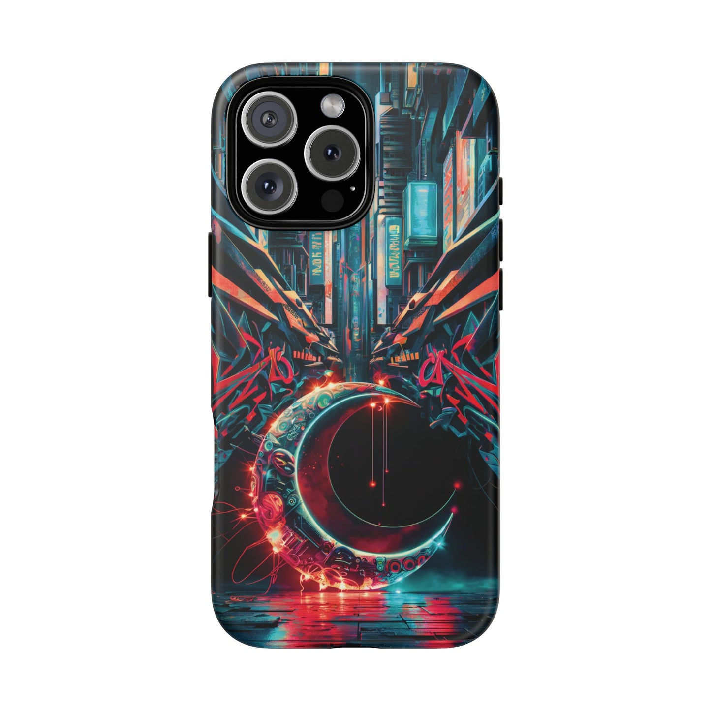 iPhone 16 Graffiti Cybercity Moon Phone Case