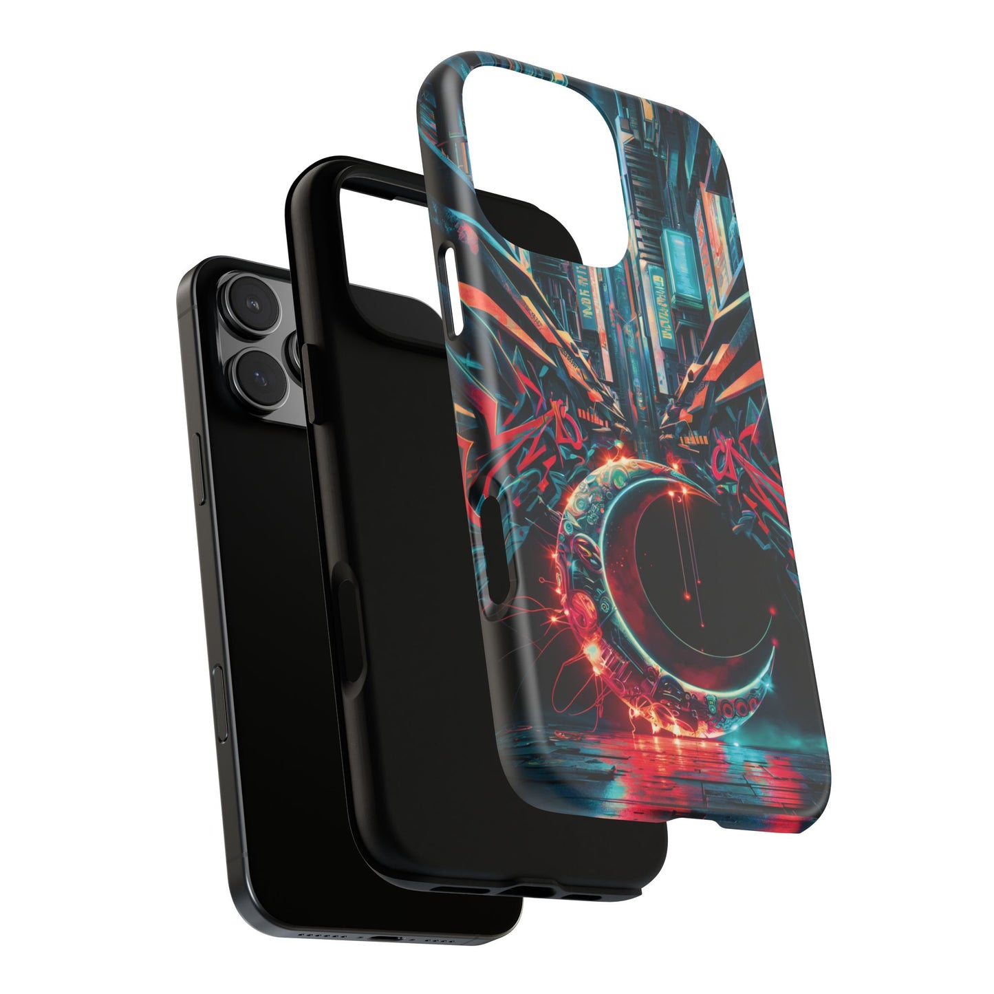 iPhone 16 Graffiti Cybercity Moon Phone Case